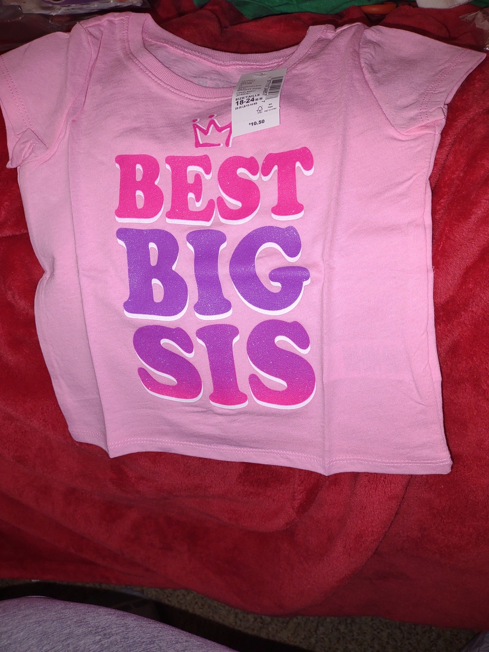 The Children's Place Pink 'Best Big Sis' Short Sleeve Tee 24mo.